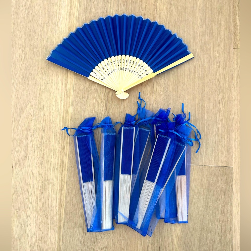 NEW - 9 Blue Hand Fans